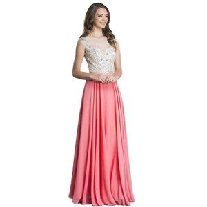 Special Occasion Formal Open Back Illusion beaded Long Evening Gown prom dress